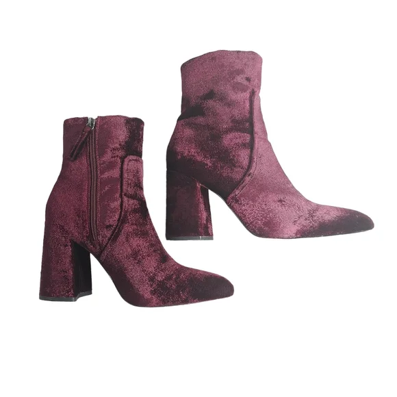 Steve Madden Women's Jaque Burgundy Velvet Ankle Boots 9M - Picture 8 of 15